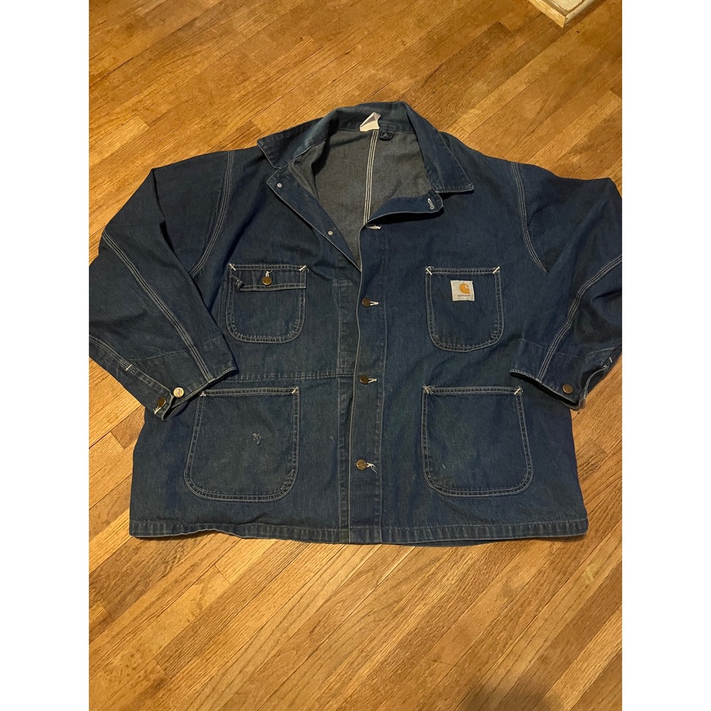 Vintage Carhartt Denim Michigan Chore Worker Jacket American Workwear 3x unlined